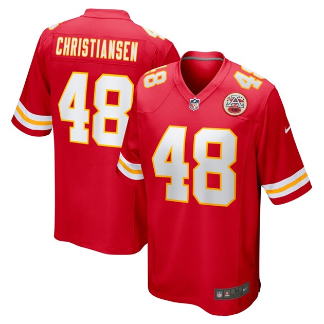mens nike cole christiansen red kansas city chiefs game player jersey